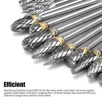 20 шт. карбидные вращающиеся инструменты, карбид вольфрама, хвостовик с двойной головкой, 1/8 дюйма, обработка заусенцев 20Pcs
