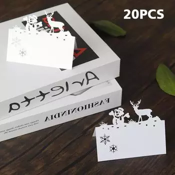 20 шт. Карточка на стол со снеговиком, карточка с оленями, карточка на сиденье в виде снежинки, карточка на сиденье в виде полой снежинки, карточка на сиденье на Рождество, именные карточки на свадьбу 20PCS красный