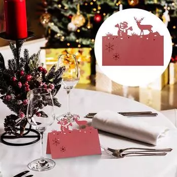 20 шт. Карточки для рассадки в виде снежинок, полые снежинки, рождественские карточки для рассадки, карточки с оленями, карточки со снеговиками для вечеринок, карточки с именами на свадьбу 20PCS зелёный