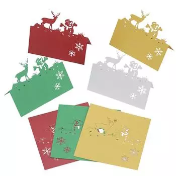 20 шт. Карточки для рассадки в виде снежинок, полые снежинки, рождественские карточки для рассадки, карточки с оленями, карточки со снеговиками для вечеринок, карточки с именами на свадьбу 20PCS белый