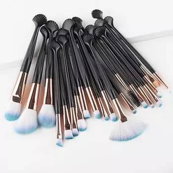 20 шт., классические черные косметические кисти, профессиональные кисти для красоты, кисти для макияжа, набор кистей для макияжа «Русалка», частная марка чёрный