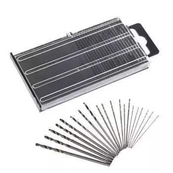 20 шт./компл. 0,3-1,6 мм, мини-набор спиральных сверл из высокоскоростной стали, набор микро-сверл из быстрорежущей стали с футляром one-size серебряный