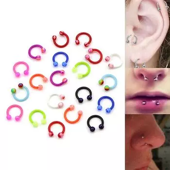 20 шт./компл. C-образный шар, акриловая спираль, обруч для носа, кольцо, пирсинг, украшения для тела