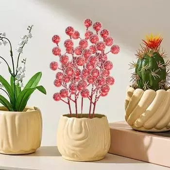 20 шт./компл. искусственная красная фруктовая ветка со снежинкой 12 головок поддельная ягодная палочка