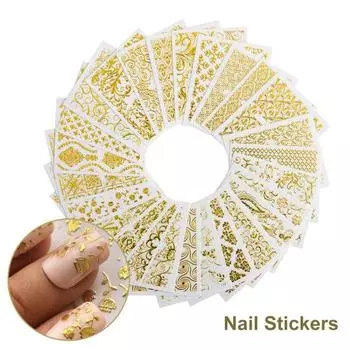 20 шт./компл. маникюрная наклейка универсальная легкая бумажная металлическая наклейка для ногтей с горячим узором