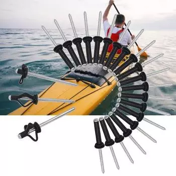 20 шт./компл. монтажная заклепка с длинной ручкой, удобная износостойкая, широко используемая, антикоррозионная, аксессуары для каяков, прочная монтажная заклепка для каноэ, трехзаклепка для лодки 20PCS чёрный