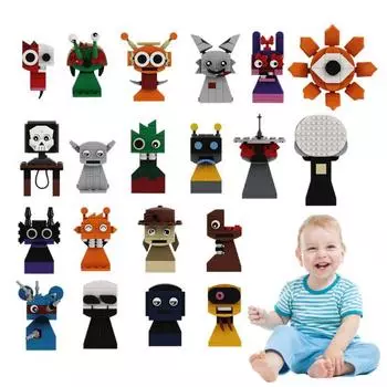 20 шт./компл. мультяшный строительный блок игрушка для малышей музыкальная игра персонаж микрочастица сборка игрушка для мальчиков девочек образовательная конструктор фигурка 1 Set