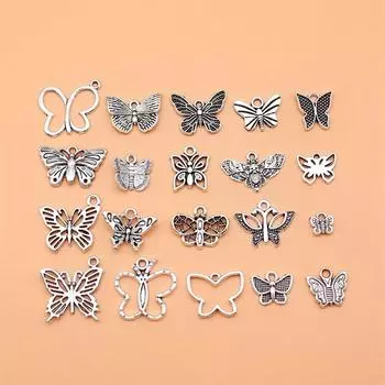 20 шт./компл. подвески-бабочки для ювелирных изделий, винтажные подвески-подвески
