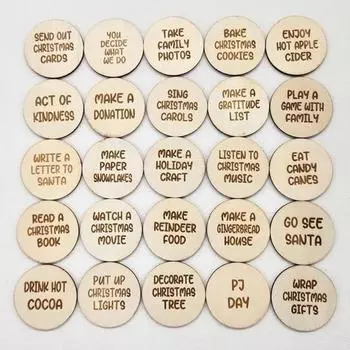 20 шт./компл. жетоны обратного отсчета на Рождество «Что делать» с буквенным принтом праздничное украшение Рождественский пришествие деревянные монеты комплект дисков A