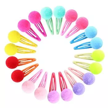 20 шт. Конфетные разноцветные помпоны Заколки для волос Подкладные зажимы Маленькие милые пушистые заколки для волос Пушистые помпоны Аксессуары для волос Детские
