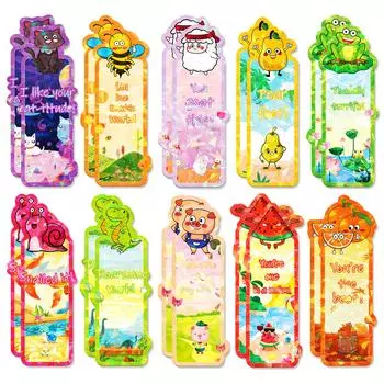 20 шт./кор. Забавные закладки для книг с животными для детей, красочные бумажные закладки с изображением животных из мультфильмов, канцелярские принадлежности для школьников