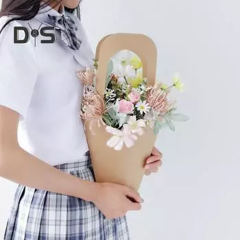 20 шт. крафт-бумажные пакеты для букетов с ручкой, подарочные пакеты для упаковки цветов, 3 размера, цветочные подарочные пакеты, конусообразные ручные цветочные пакеты своими руками для свадеб S