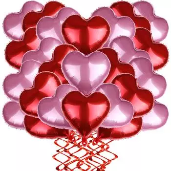 20 шт. красные, розовые фольгированные шары в форме сердца в форме сердца, свадебные украшения на день Святого Валентина, день рождения, вечеринки, воздушные шарики из алюминиевой фольги, воздушные шары