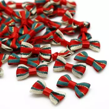 20 шт., красные/зеленые атласные ленты, банты для шитья, рождественские украшения для галстука-бабочки, ручная работа, вечерние/дома/одежды/украшения для волос 3x1,5 см