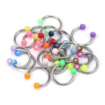 20 шт. красочные кольца для перегородки носа, серьги, кольца для тела, пирсинг из нержавеющей стали, ювелирные изделия, губы, брови разноцветный