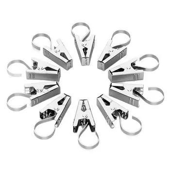 20 шт. Крючки-клипсы из нержавеющей стали, Устойчивые к ржавчине, Устойчивые к атмосферным воздействиям, Многоцелевые, Вешалки для штор, гирлянд, S-образные крючки 20PCS