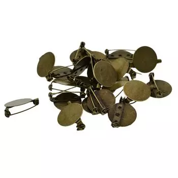 20 шт., круглая основа для броши, пустой лоток, английские булавки, бронза as described бронзовый