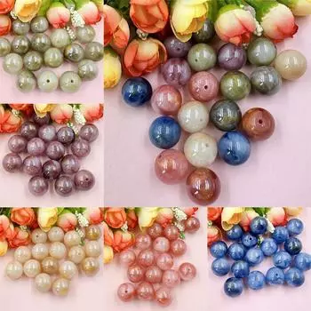 20 шт. круглые ювелирные аксессуары своими руками 16 мм акриловые материалы из бисера свободные бусины ювелирные изделия для изготовления браслетов и сережек глазурованный золотой порошок разноцветный
