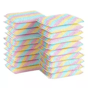 20 шт., кухонные губки-скрабы из микрофибры, сверхмощные чистящие подушечки двойного действия, многоразовые антипригарные, нецарапающиеся, бытовая чистящая тряпка