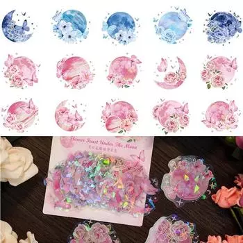 20 шт., лазерная звезда, луна, цветок, серия стикеров, сделай сам, искусство, скрапбукинг, креативный материал, этикетка, дневник, телефон, декоративные наклейки для журналов фиолетовый