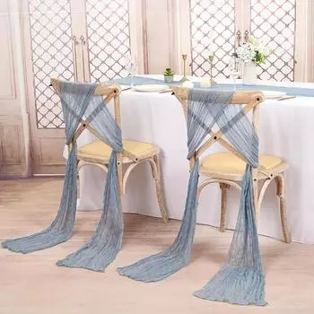 20 шт. лент для стульев из марли серо-голубого цвета для бохо-прозрачных бантов для стульев на день рождения, банкеты, свадьбы, украшение прохода