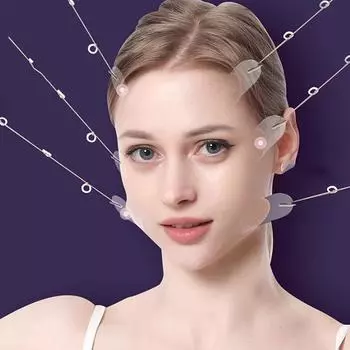 20 шт. лента для подтяжки лица наклейка для подтяжки лица прозрачная невидимая наклейка для лица V-образная подтяжка лица St 20 stickers+8 ropes