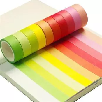 20 шт. лента для учета, красочная лента для рукоделия, 5 м x 1,5 см, рулоны, клейкая бумага, Радуга