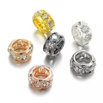 20 шт./лот, 10/12 мм, стразы круглой формы, свободные бусины с большим отверстием, металлические хрустальные бусины-разделители для изготовления ювелирных изделий, аксессуары «сделай сам» 10mm x 20Pcs