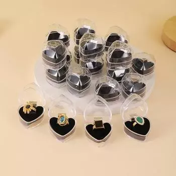 20 шт./лот 3 варианта цвета Упаковка для ювелирных изделий Кольцо Серьги Коробка Акриловая Прозрачная Свадебная Упаковка Ювелирные Изделия Коробка В Форме Сердца белый