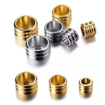 20 шт./лот, 5/6,5/8 мм, бусины-разделители из нержавеющей стали с большими отверстиями для DIY ожерелья, браслета, очаровательные аксессуары для изготовления ювелирных изделий Hole 3mm