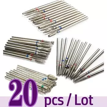 20 шт./лот алмазная фреза для маникюра, дрель для маникюра, аксессуары для кутикулы, фреза для удаления геля