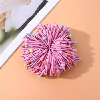20 шт./лот Детская резинка для волос Завязка Розовый Розовый Разноцветные бусины Держатели для хвостиков Для девочки Эластичная резинка для волос Аксессуары для волос