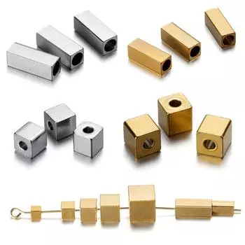 20 шт./лот, квадратные бусины из нержавеющей стали, кубовидные свободные бусины-разделители для DIY браслета, ожерелья, аксессуары для изготовления ювелирных изделий