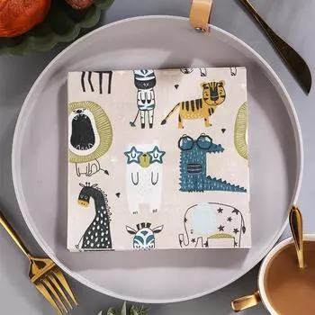 20 шт./лот мультяшные животные напечатаны на день рождения украшения одноразовые салфетки бумажные салфетки посуда праздничные принадлежности 20pcs