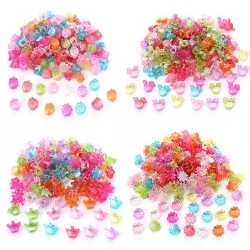 20 шт./лот Новые красочные маленькие заколки для волос Милые мультяшные цветы Звезды Короны Заколка для волос для маленьких девочек Заколки Аксессуары для волос