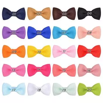 20 шт./лот Однотонные мини-банты Заколки для волос для детей девочек Репсовая лента Бутиковые заколки Головные уборы Аксессуары для волос
