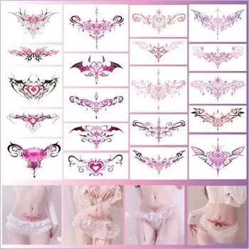 20 шт./лот, сексуальная временная татуировка на животе, на талии, женский покрытый шрам, водостойкий тотем суккуба, человеческие поддельные татуировки, акварель 20pcs
