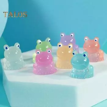 20 шт. маленькая лягушка, фигурка из смолы, милая светящаяся в темноте лягушка, украшение для рабочего стола, светящаяся статуя животного, скульптура, миниатюрный сказочный сад фиолетовый