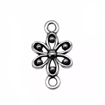 20 шт., маленькие цветочные соединители, компоненты ювелирных изделий, аксессуары, античное серебро, цвет цинкового сплава, 18X10 мм