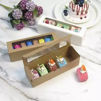 20 шт. Маленький контейнер для упаковки макаронных изделий, кондитерских изделий, коробки для макарон с прозрачным окном, белый контейнер для упаковки кондитерских изделий белый