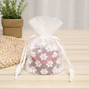 20 шт., марлевая кружевная сетчатая сумка, элегантный цветочный декор для вечеринки, поделки своими руками, белая подарочная сумка из органзы на шнурке для свадьбы белый