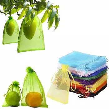 20 шт., мешки для выращивания фруктов, клубники, винограда, сетчатые мешки для защиты овощей и растений для борьбы с вредителями, садовые инструменты против птиц шартрёз