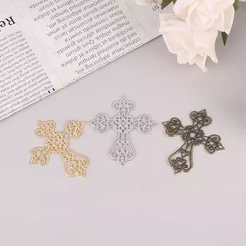 20 шт., металлические филигранные кресты, цветы, ломтики, подвески, базовая установка, ювелирные изделия, компоненты «сделай сам», филигранные подвески, аксессуары серебряный
