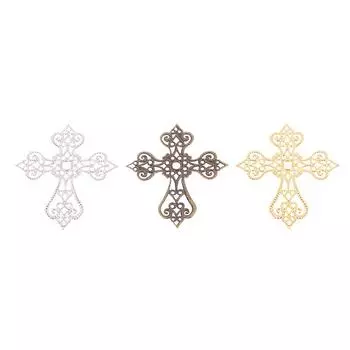 20 шт., металлические филигранные кресты, цветы, ломтики, подвески, базовая установка, ювелирные изделия, компоненты «сделай сам», филигранные подвески, аксессуары серебряный