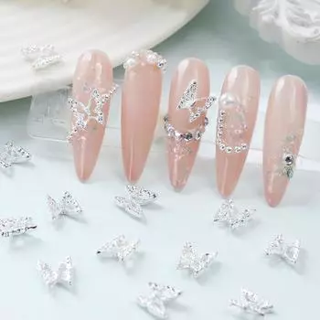 20 шт. Металлические полые бабочки для дизайна ногтей, кавайные украшения для ногтей, принадлежности для женщин и девочек, аксессуары