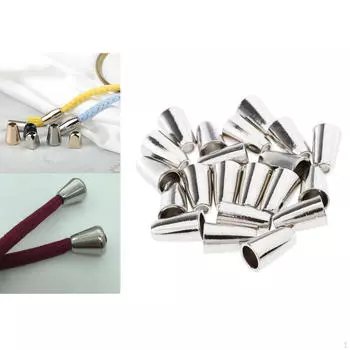 20 шт., металлические замки для шнура, застежка на концах, стопор для пошива одежды, ремесла - серебро