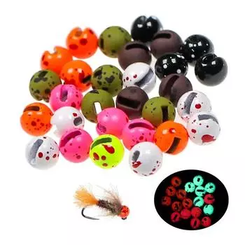 20 шт. металлических прорезных вольфрамовых бусин с точечными глазами для ловли нахлыстом, вольфрамовая головка бусины для джиг-головки, материал для вязания мушек