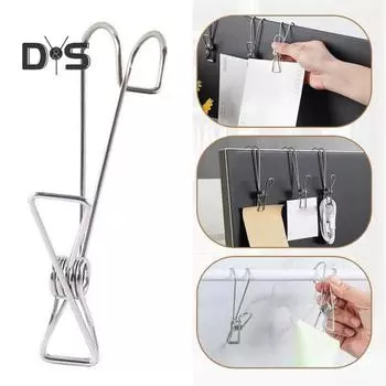 20 шт., металлический длинный зажим из нержавеющей стали с крючками, нержавеющие, прочные, подпружиненные, универсальные прищепки, универсальные подвесные зажимы A