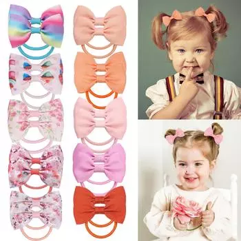 20 шт. милая красочная веревка для волос с узлом бабочки для маленькой девочки, эластичная коса в хвосте, детские аксессуары для волос для ежедневного использования розовый