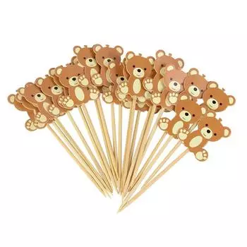 20 шт. милые медвежата, зубочистки для еды, торта, десерта, вилки для фруктов, свадьбы, дня рождения, вечеринки, детского душа, украшения, принадлежности для Рождества